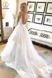 White Sapghetti Straps Beach Wedding Dress, Sexy Simple Boho Wedding Gowns KPW0382
