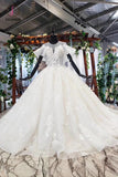 Gorgeous Ball Gown Big Wedding Dresses, Princess Bridal Dress with Sleeves KPW0399