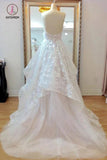 A-line Sweetheart Lace Appliqued Wedding Dresses Court Train Wedding Dress KPW0455