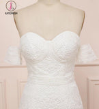Modest Sweetheart Neck Lace Bridal Dress Beach Wedding Dresses, Sexy Boho Bridal Dress KPW0456