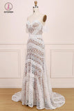 Long Sweetheart Neck Lace Bridal Dress Beach Wedding Dresses, Boho Bridal Dress KPW0459