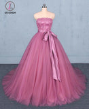 Strapless Ball Gown Wedding Dresses, Gorgeous Tulle Bridal Dress with Lace KPW0477
