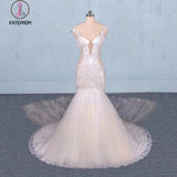 Gorgeous Mermaid Tulle Wedding Dress, Chapel Train Long Bridal Gown KPW0481