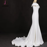 Mermaid V Neck Off White Simple Wedding Dress, Unique Long Bridal Dresses KPW0483