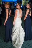 Mermaid Straps Open Back Lace Wedding Dress with Appliques, Gorgeous Long Bridal Dresses KPW0523